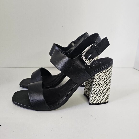 Apt. 9 Sandals Heel Black Faux Leather 9.5 - Picture 1 of 9